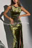Solid Color Velvet Round Neck Sleeveless Slim Slit Maxi Dress