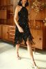 Sexy Sleeveless Halter Neck Tassel Sequin Mini Dress
