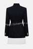 Fashionable Contrast Color Elegant Long Sleeve Pleated Suit Mini Dress