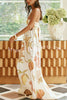 Island Time Linen Blend Unique Print Strapless Back Tie-up A-line Maxi Dress