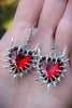 Fashionable Thorn Heart Gemstone Earrings