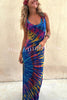 Coastal Crush Tie-dye Print Back Lace-up Stretch Maxi Dress