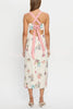 Plant Print Sleeveless Square Neck Open Back Tie Casual Midi Dress