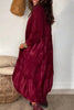 Fashionable Tie-dye Patchwork Round Neck Long Sleeve Pocket Loose Maxi Dress