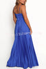 Catch The Light Satin Pleated V-neck Slip Maxi Dress