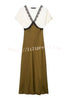 Fashionable Contrast Color V-neck Lace Stitching Maxi Dress
