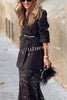 Basic Chic V-neck Single Button Long Sleeve Bias Cut Blazer