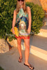 Natural Beauty Satin Unique Print Sleeveless H-line Mini Dress