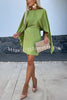 Beautiful Wings Satin Butterfly Sleeves Elastic Waist Formal Mini Dress