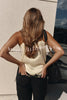Versatile and Elegant Items Lace Petal Trim Cutout V-neck Slip Loose Tank