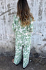 Linen Blend Unique Print Long Sleeve Loose Shirt and Elastic Waist Tie Pocket Pants Set