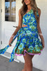 Always Growing Floral Print Adjustable Tie-up One Shoulder Cutout Mini Dress
