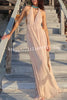Ethereal Moment Tulle Cutout Ruched Waist Backless Halter Maxi Dress