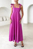 Solid Color Sling Lace-Up Backless Pleated Maxi Dress