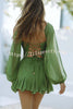 Worthy of Praise Chiffon Long Balloon Slit Sleeve Back Lace-up Mini Dress