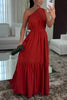 Solid Color One Shoulder Waist Tie Maxi Dress