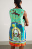 Natural Beauty Satin Unique Print Sleeveless H-line Mini Dress