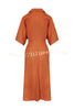 Asher Linen Blend Wide Sleeve Button Pocketed Shirt Loose Midi Dress
