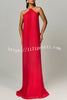 Coralie Pleated Metal Ring Halter Backless Loose Maxi Dress