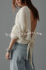 Chunky Season Knit Mohair-blend Long Sleeve Open Back Knot Design Loose Sweater