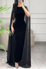 Solid Color Velvet Elegant Ribbon Long Sleeve Slim Maxi Dress