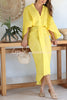 Chantelle Linen Blend Kimono Sleeves Drape High Low Maxi Dress