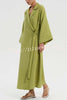 Linen Blend Solid Color Casual Lapel Tie Loose Maxi Dress