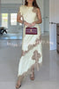 Paris Dream Satin Lace Trim Irregular Design Drape Maxi Dress
