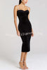 Harley Luxurious Velvet Fabric Jewel-embellished Shoulder Straps Midi Dress