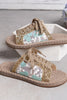 Sequined Mesh Embroidered Casual Strappy Flat Slippers
