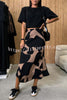 Breezy Composure Unique Print High Rise Elastic Waist Maxi Skirt
