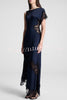 Paris Dream Satin Lace Trim Irregular Design Drape Maxi Dress