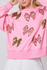 Christmas Bow Sequin Loose Casual Long Sleeve Sweatshirt