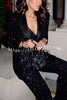 Sparkle Season Sequin Satin Long Sleeve Lapel Formal Party Blazer