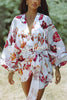 Marielle Linen Blend Floral Print Dolman Sleeve Wrap Loose Mini Dress