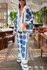 Love The Deep Sea Unique Print Long Sleeve Loose Shirt and Elastic Waist Pants Set