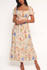 Dreamy Floral Print Square Neck Puff Sleeve Smocked Maxi Dress