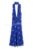 Fashion Polka Dot Print Sexy Halter Neck Backless Maxi Dress