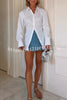 Fall for That Denim Faux Wrap Buckle Tie Pocketed Mini Shorts