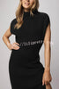 Solid Color Sleeveless Knitted Elegant Waist Midi Dress
