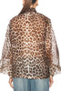 Arianne Chiffon Leopard Print Bow Neck Long Balloon Sleeve Loose Blouse