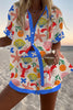 Cartoon Pattern Print Loose Button Elastic Waist Shorts Set