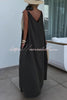 Long Story Solid Color Belted Pocket A-line Breathable Maxi Dress