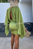 Beautiful Wings Satin Butterfly Sleeves Elastic Waist Formal Mini Dress