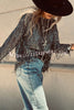 Party Crasher Sequin Tassle Fabric Long Sleeve Loose Top