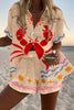 Crab Print Loose Button Elastic Waist Shorts Set