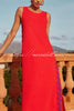 Vacation Villa Side Ric Rac Wave Trim Slit Loose Maxi Dress