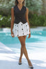 Helsee Linen Blend Polka Dot Print Elastic Waist Bubble Mini Skirt