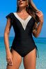 Fashionable V-neck Ruffled Flying Sleeves Stretch One-piece Swimsuit