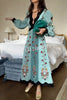Flowing Beauty Linen Blend Floral Print Balloon Sleeve Open Back Midi Dress